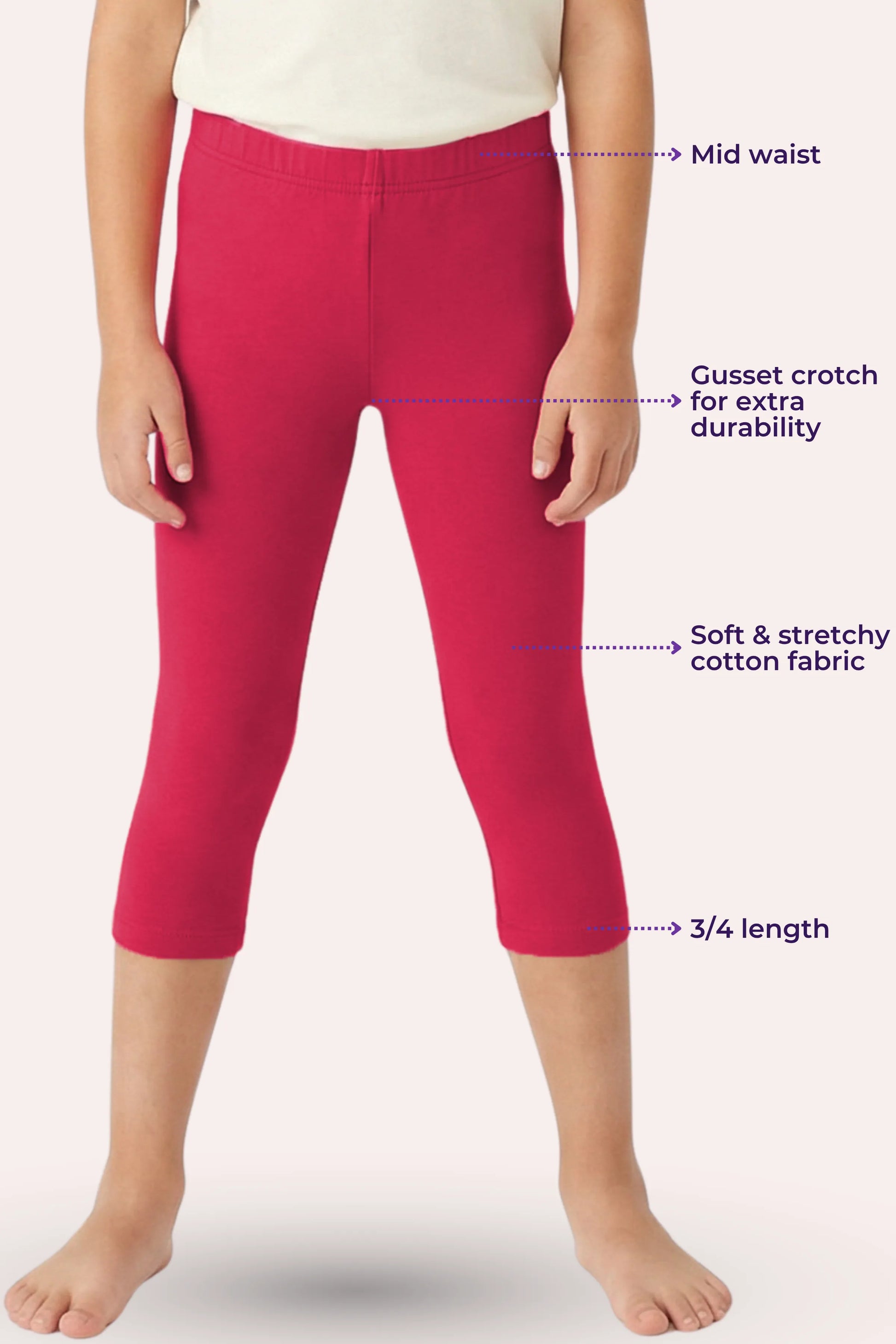 girls cropped leggings -feature image- Dark pink