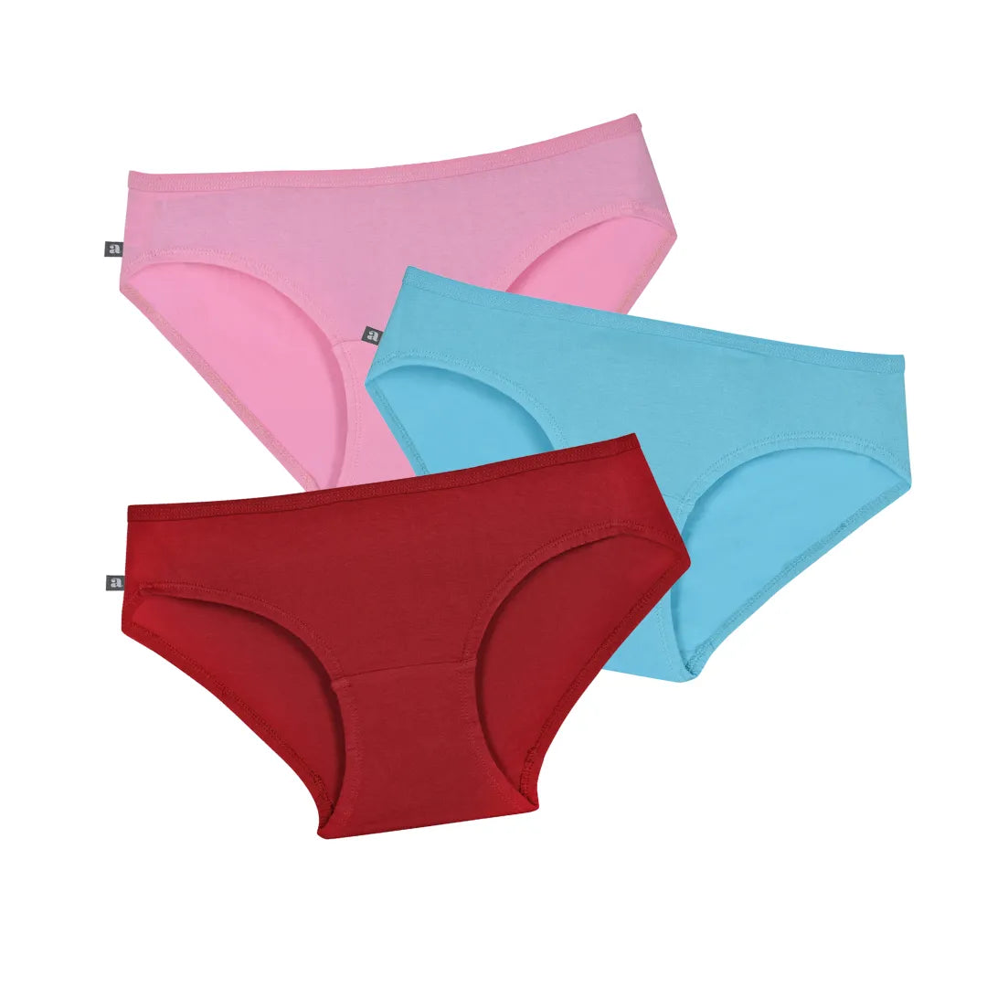 Teen Cotton Panties Light Pink, Light Blue & Maroon