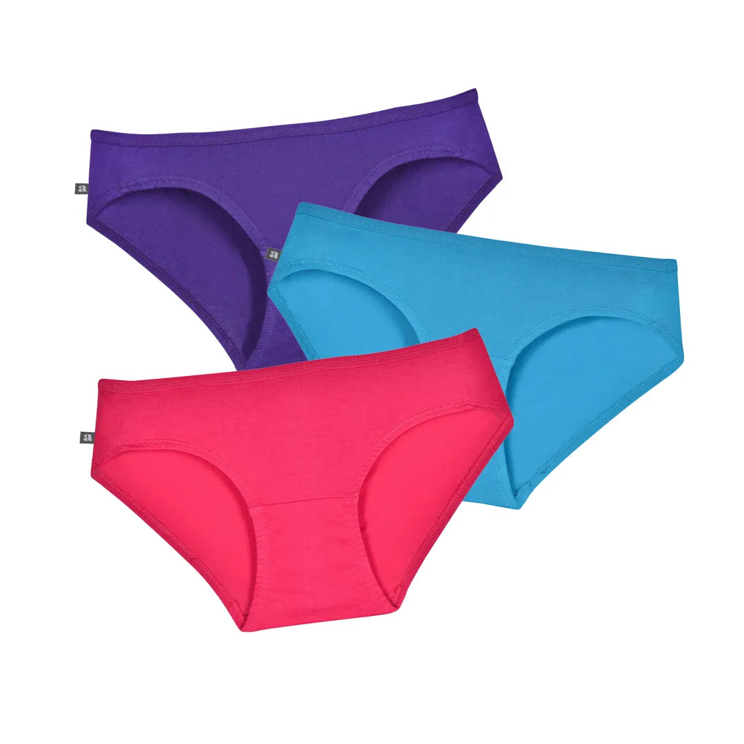 Teen Cotton Panties Magenta, Bright Blue & Dark Pink