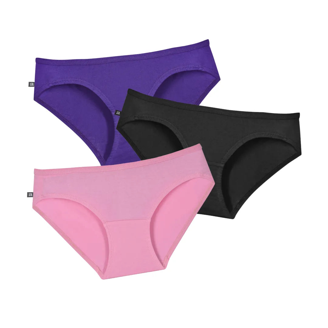 Teen Cotton Panty Set Meganta, Black & Light Pink