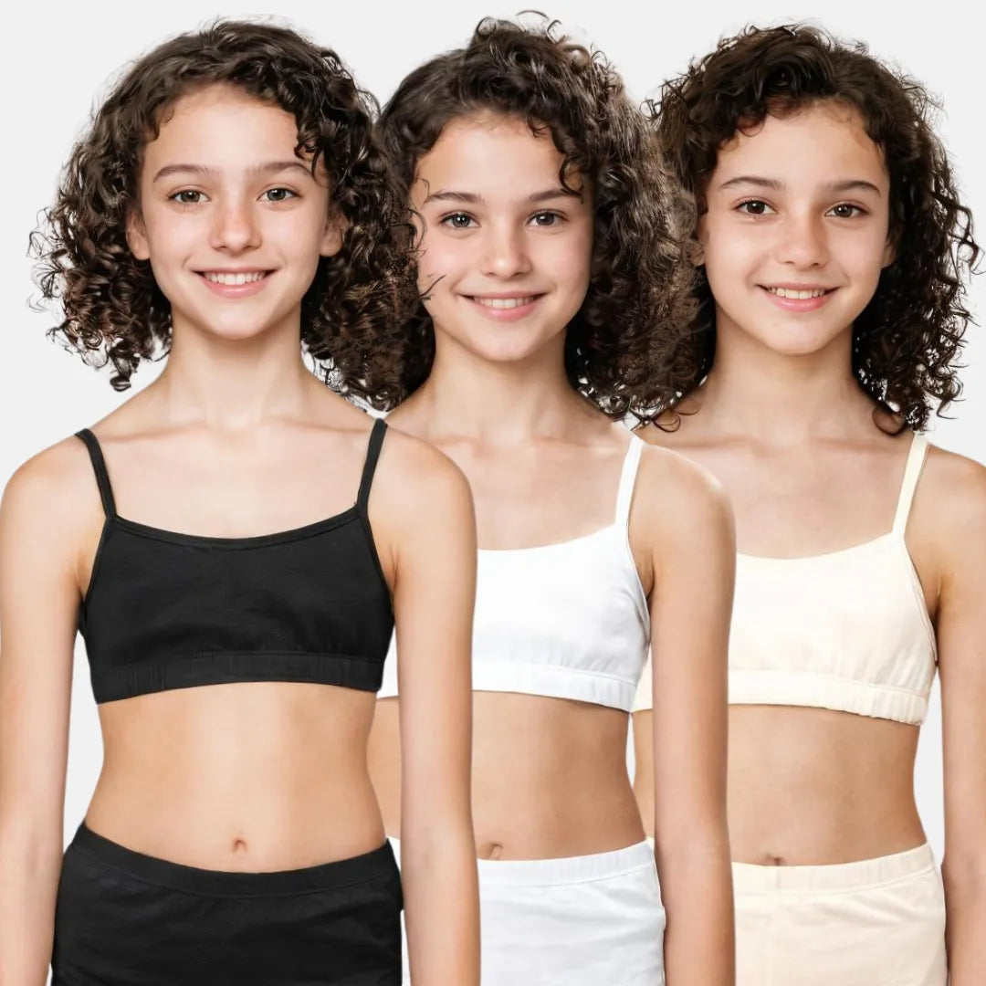 Teenager Cotton Bra Black, White & Skin
