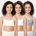 Teenager Cotton Bra Skin, White & Grey