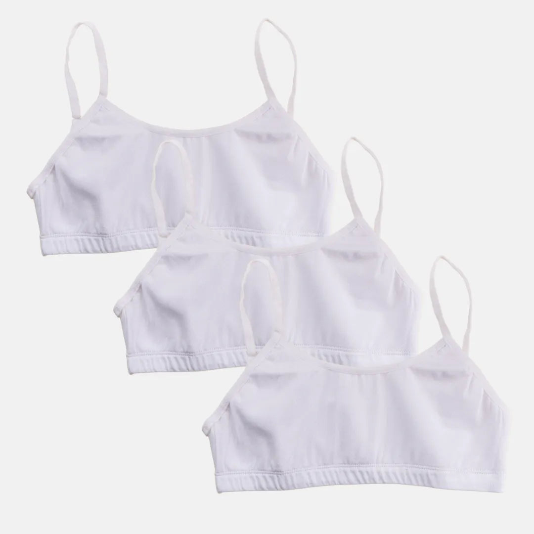 Teenager Cotton Bra White Pack 3