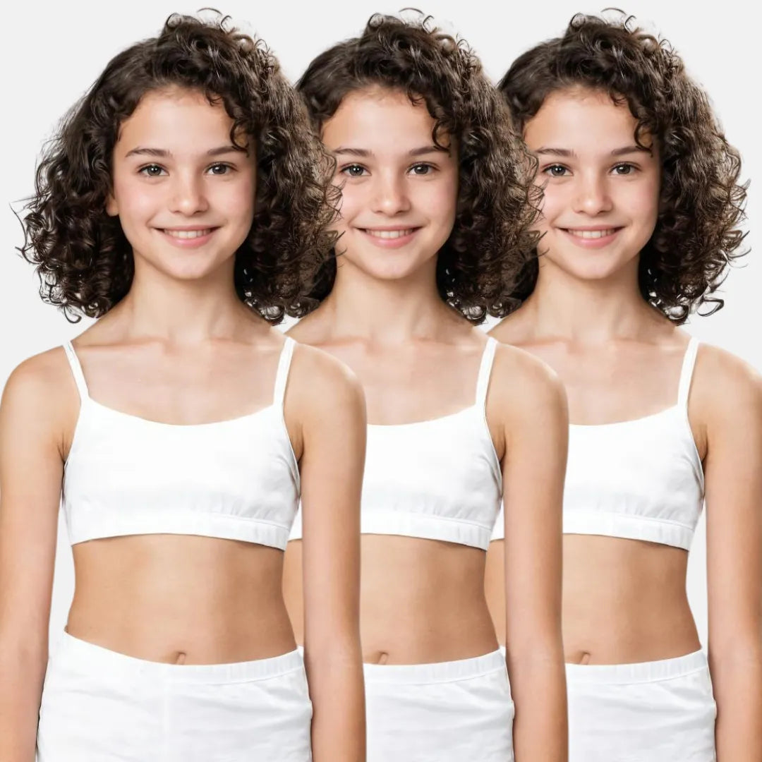 Teenager Cotton Bra White Pack 3