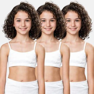 Teenager Cotton Bra White Pack 3