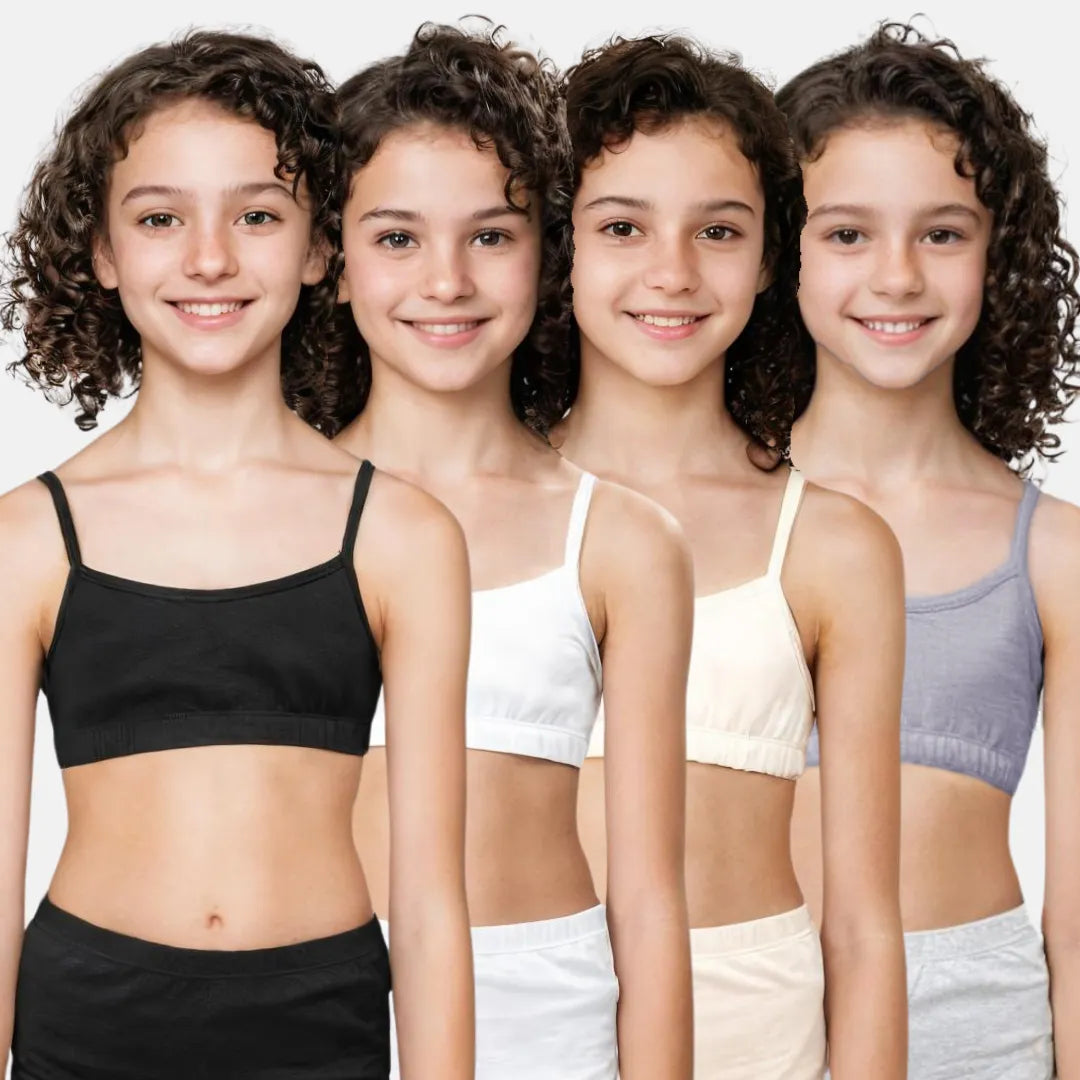 Training Bra Black, White, Skin & Grey Pack Of 4
