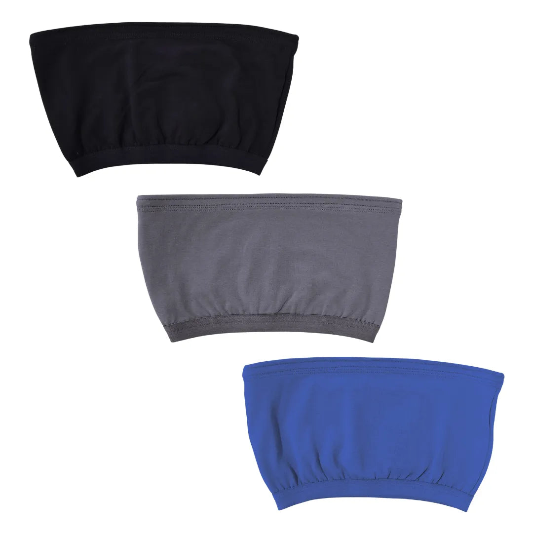 Tube Top Bra For Teens Navy Blue, Steel Grey & Royal Blue