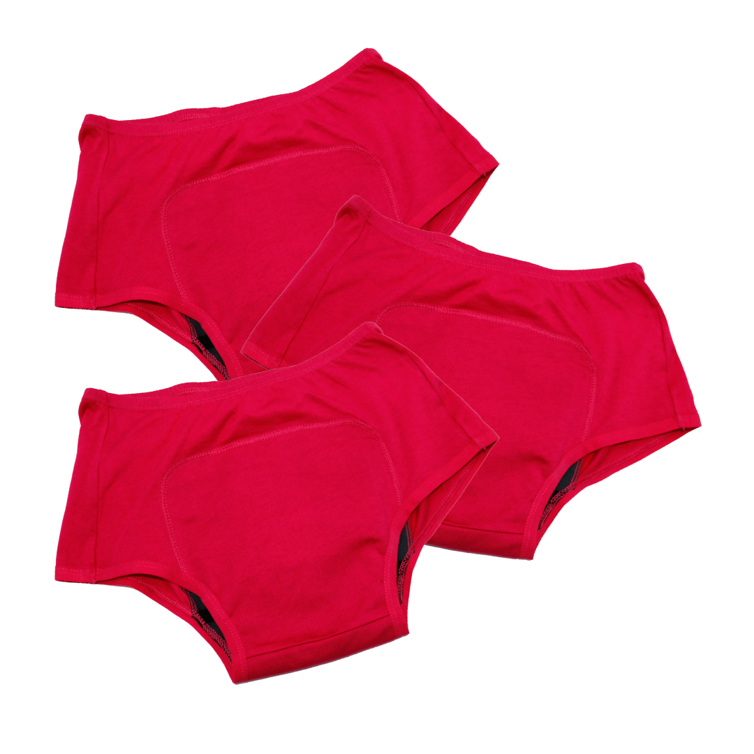Tween Boxer Panties For Periods Dark Pink Pack Of 3