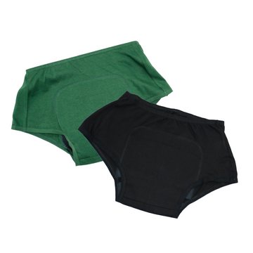 Tween Boxer Panties For Periods Green & Black