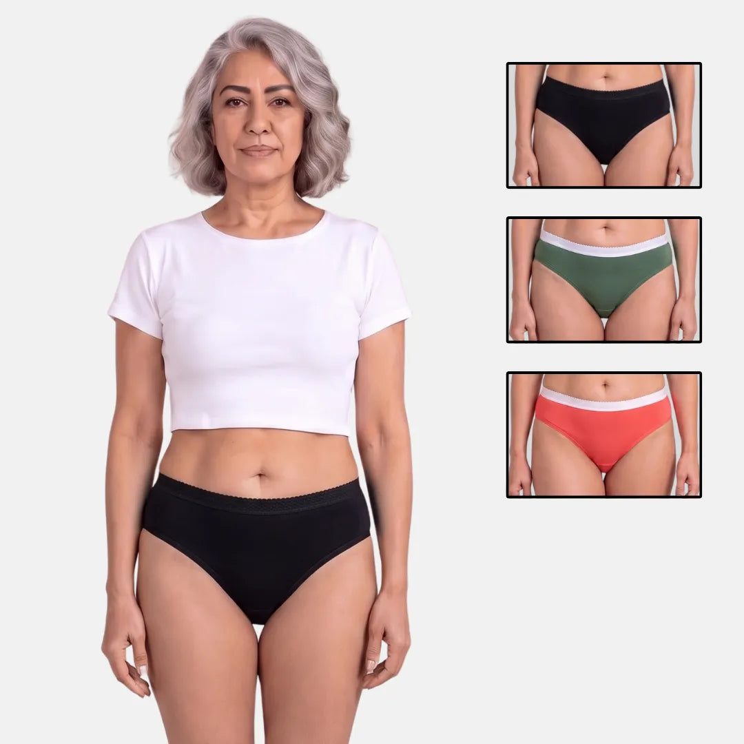 Underwear For Incontinence For Women-Black, Sea Green & Light Coral