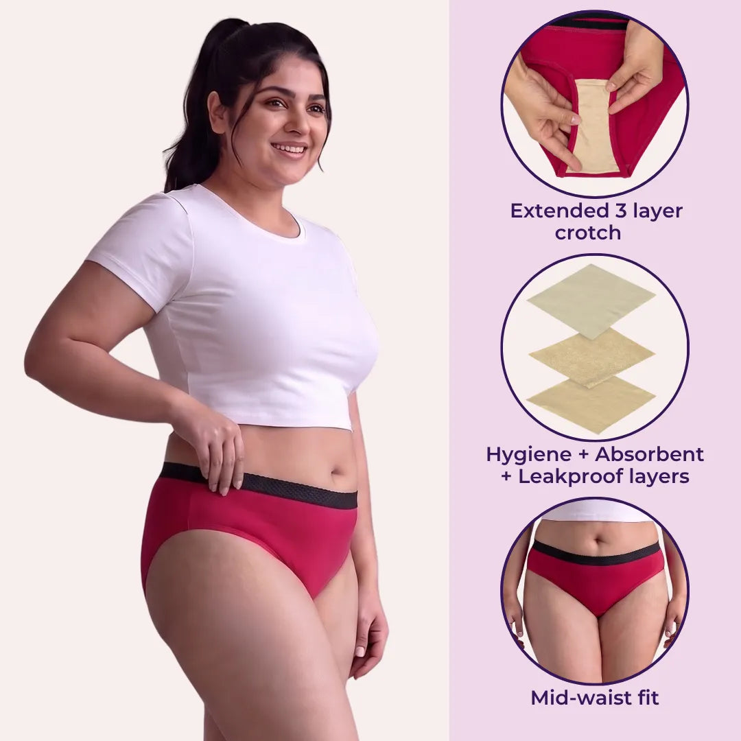 Underwear For Incontinence For Women Features-Curvy Dark Pink