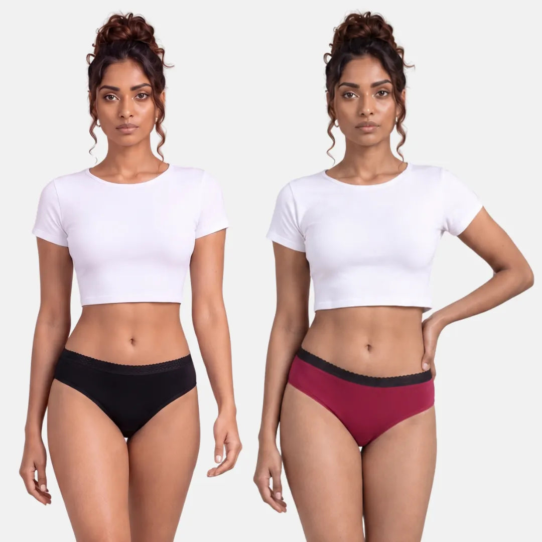 Underwear For Incontinence Women-Black & Dark Pink
