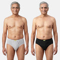 Men Wearing Incontinence Briefs Of Grey & Black Color