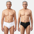 Men Wearing Incontinence Briefs Of White & Black Color