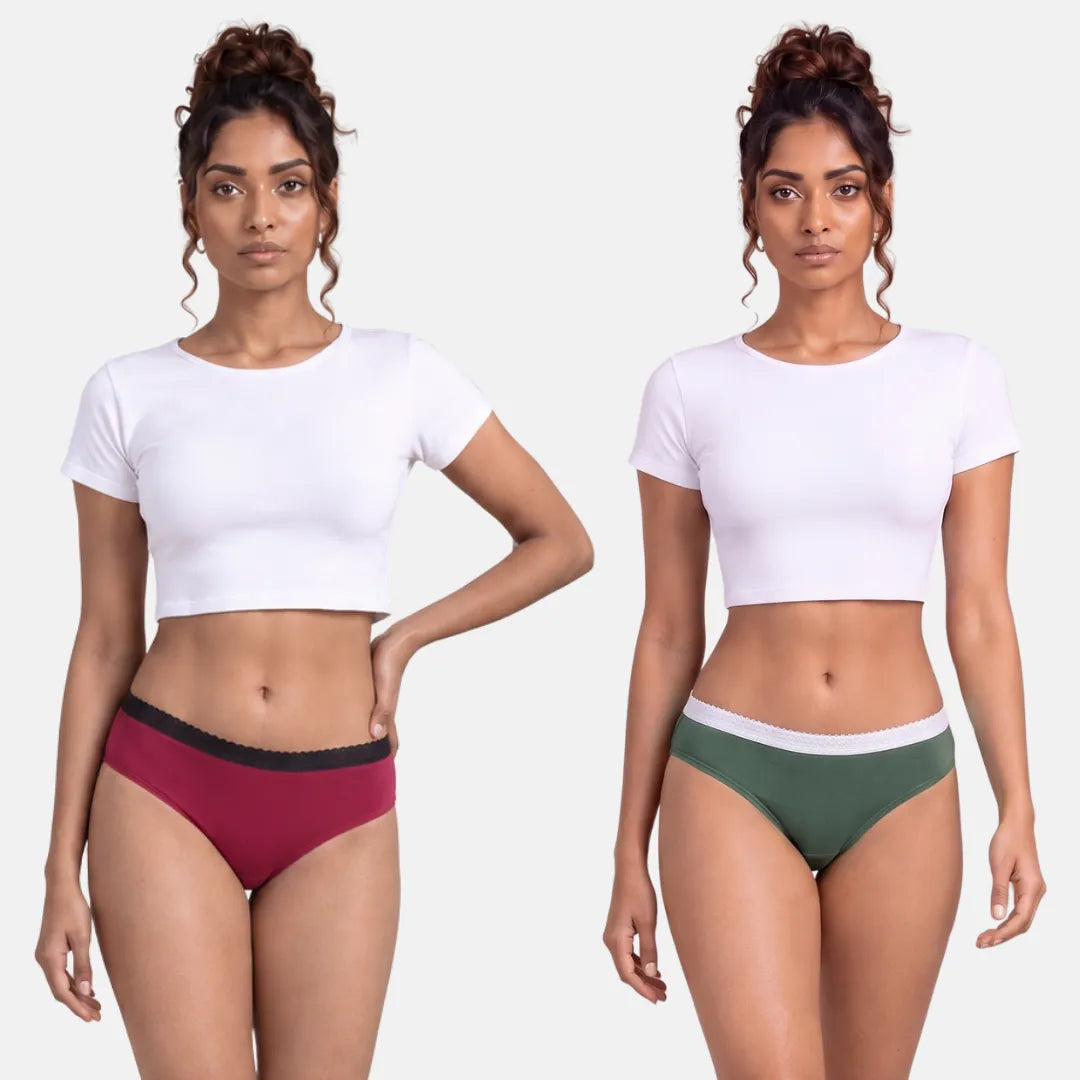 Underwear For Urine Leakage-Dark Pink & Sea Green