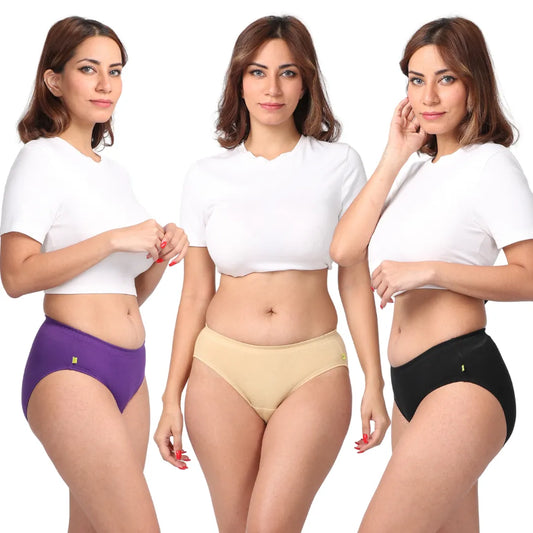 Incontinence Panties | Mid Waist | Leakproof Crotch | Absorbs 25ml Of Leaks | Reusable & Washable | Pack Of 3