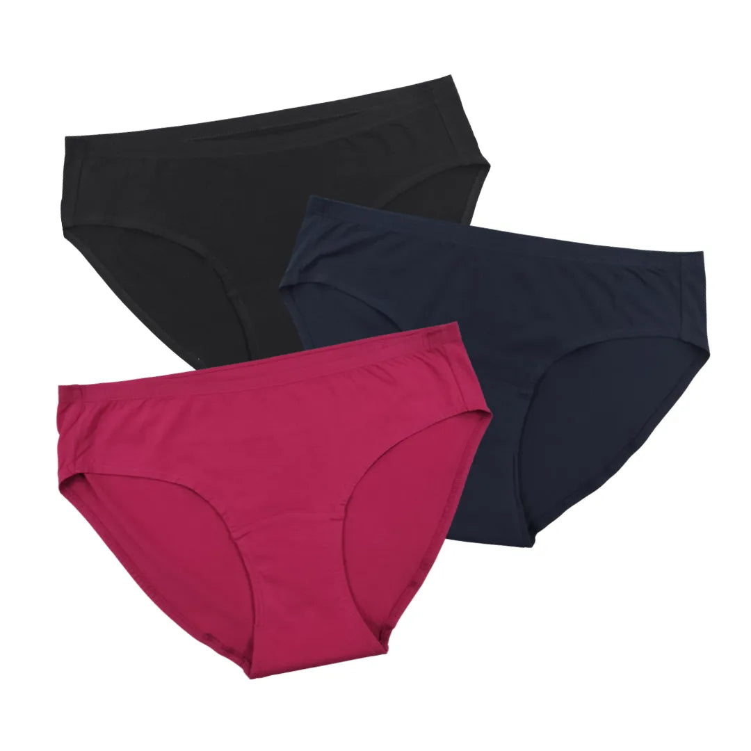 Urinary Incontinence Panties Black, Navy Blue & Dark Pink