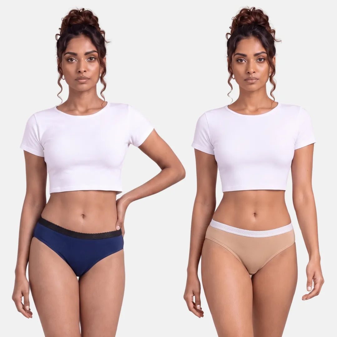 Urine Leakage Panties-Royal Blue & Skin