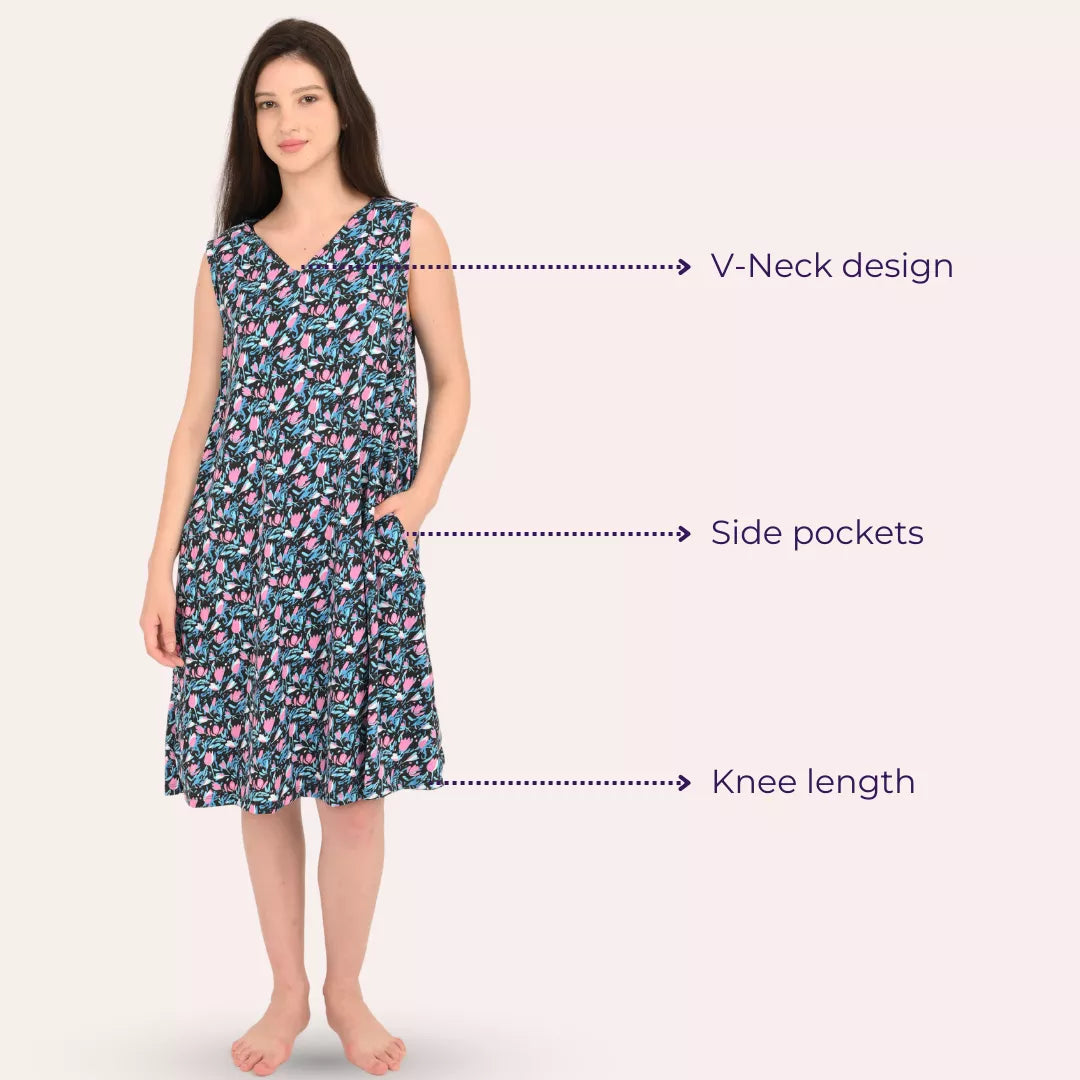 V Neck Cotton Nighty Details