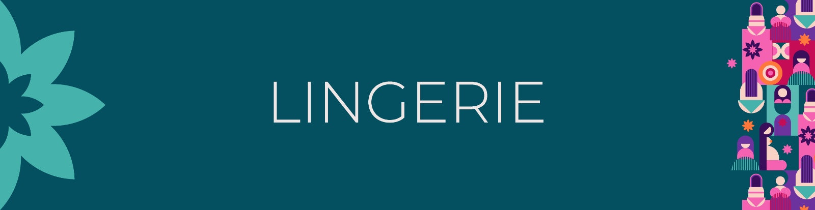 Lingerie label on a dark blue background with decorative elements on the sides.