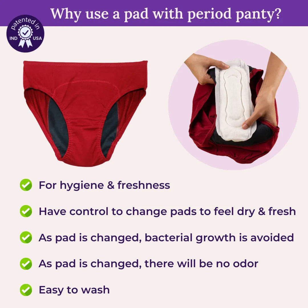 pads in panties Adira's Reusable Period Panties Paired With Pads For Ultimate Comfort