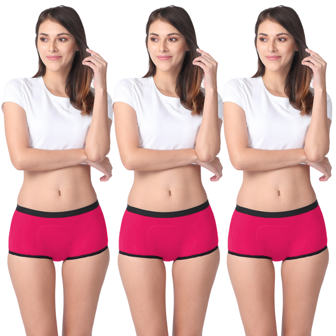 Women Modal Period Panty Reusable Dark Pink Pack Of 3