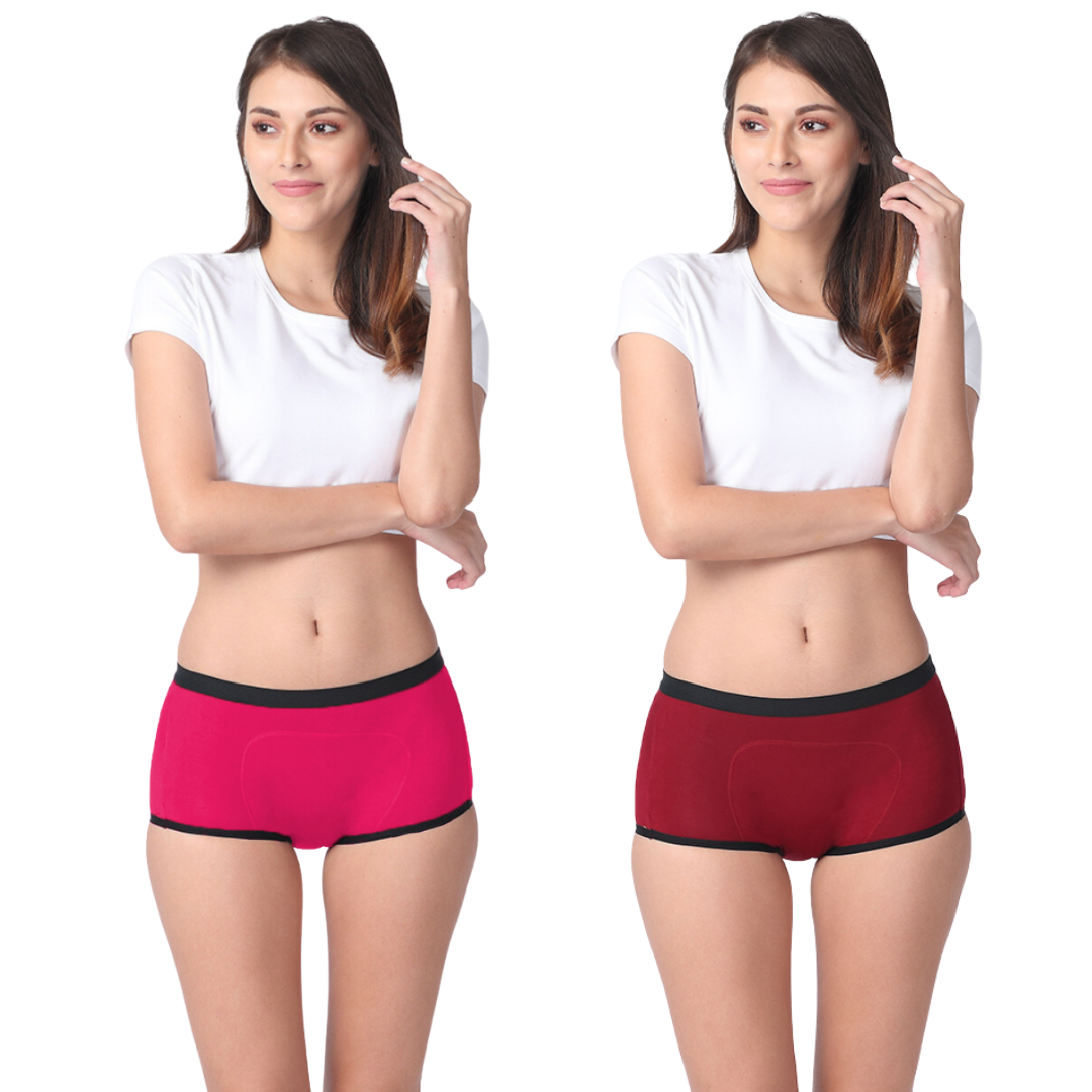 Women Modal Period Panty Reusable Dark Pink & Maroon