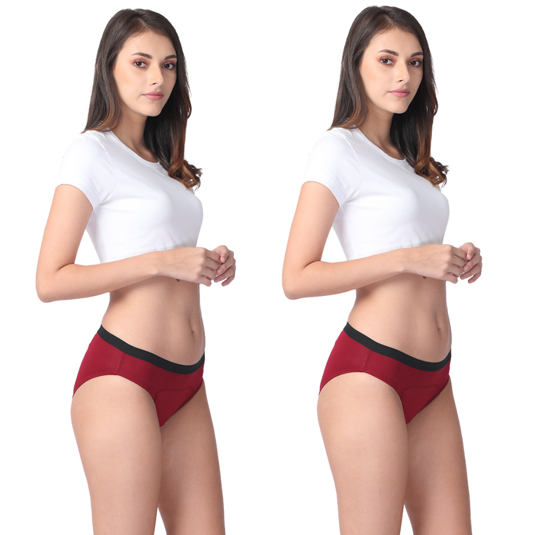 Women Modal Period Panty Reusable Maroon Pack Of 2
