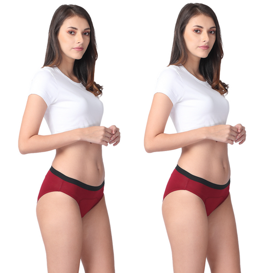 Modal Reusable Period Panties | Hipster Fit | Prevents Front & Back Stains | 2 Pack