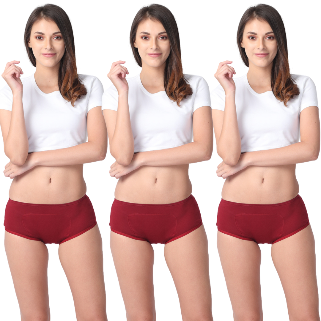 Women Panties During Periods Maroon Pack Of 3