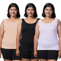 Women Plus Size Inner Tank Top Skin, Black & White