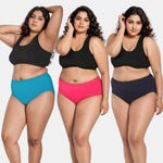 Women Cotton Panties Bright Blue, Dark Pink & Navy Blue