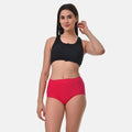 Women High Waist Hygiene Panties Dark Pink