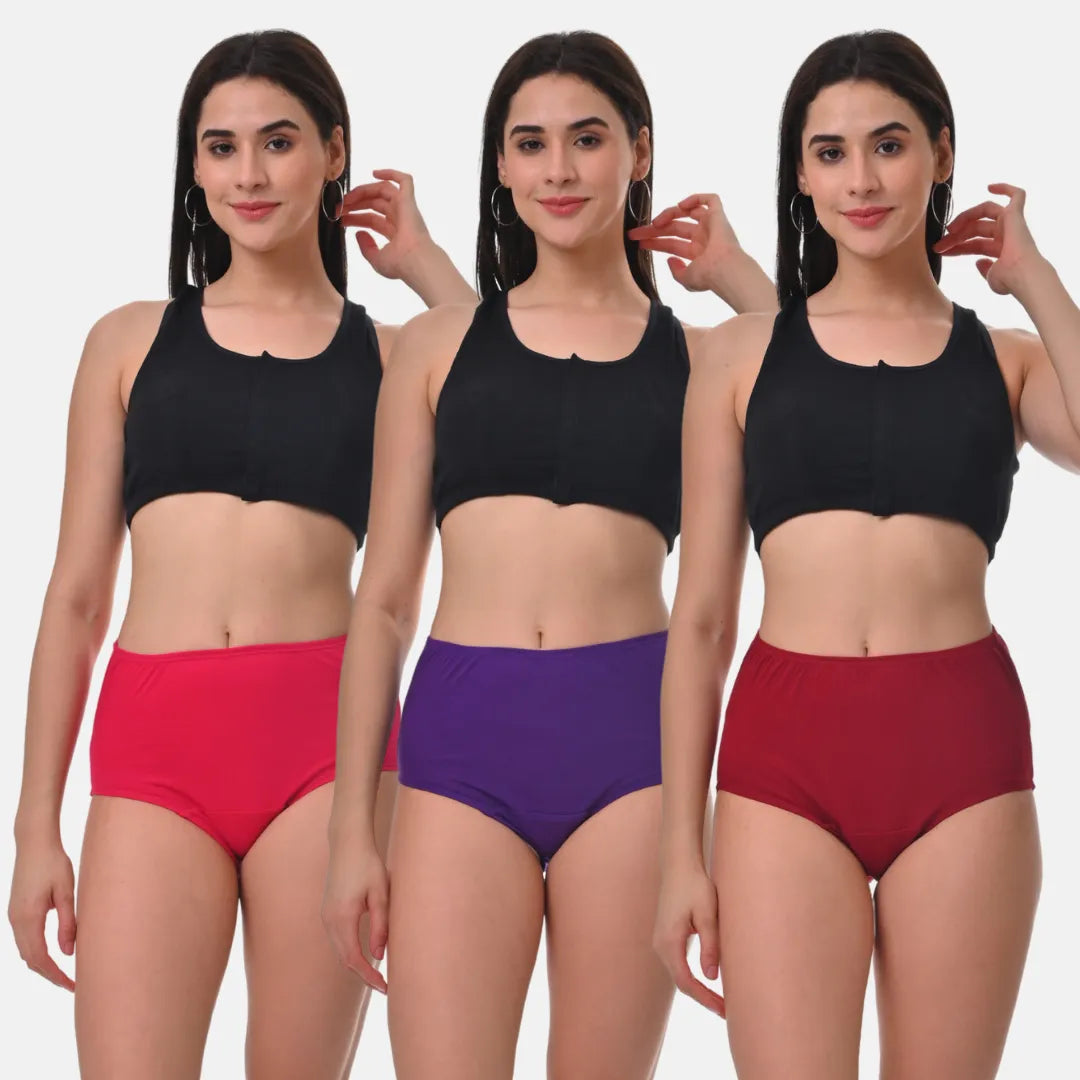 Women Hygiene Panty High Waist Dark Pink, Magenta & Maroon