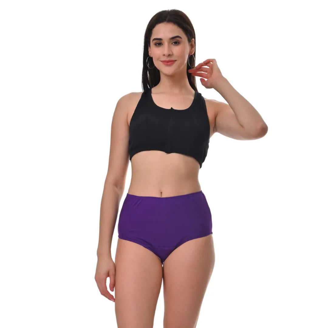 Women Hygiene Underwear High Waist Magenta