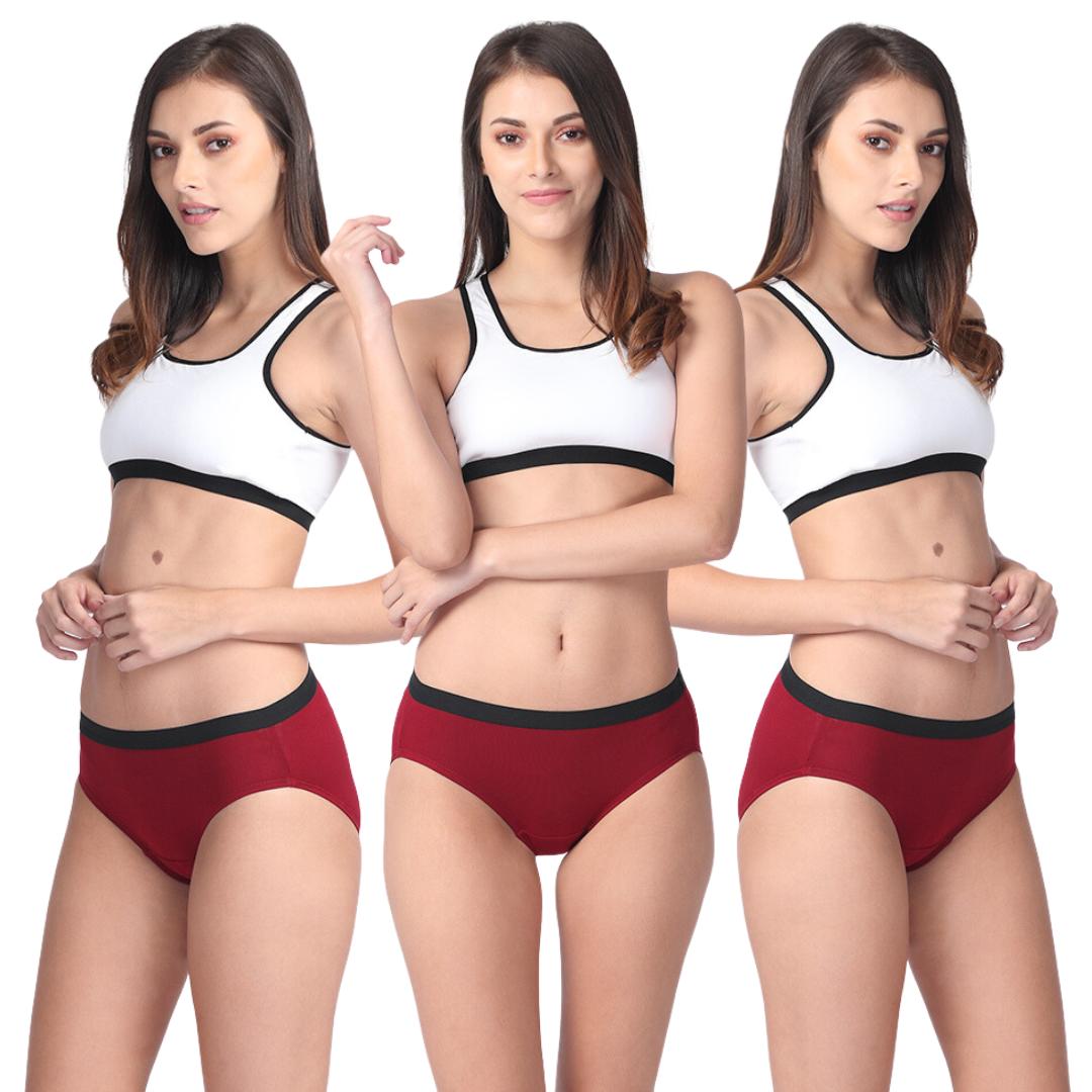 Women Modal Panties Maroon Pack Of 3