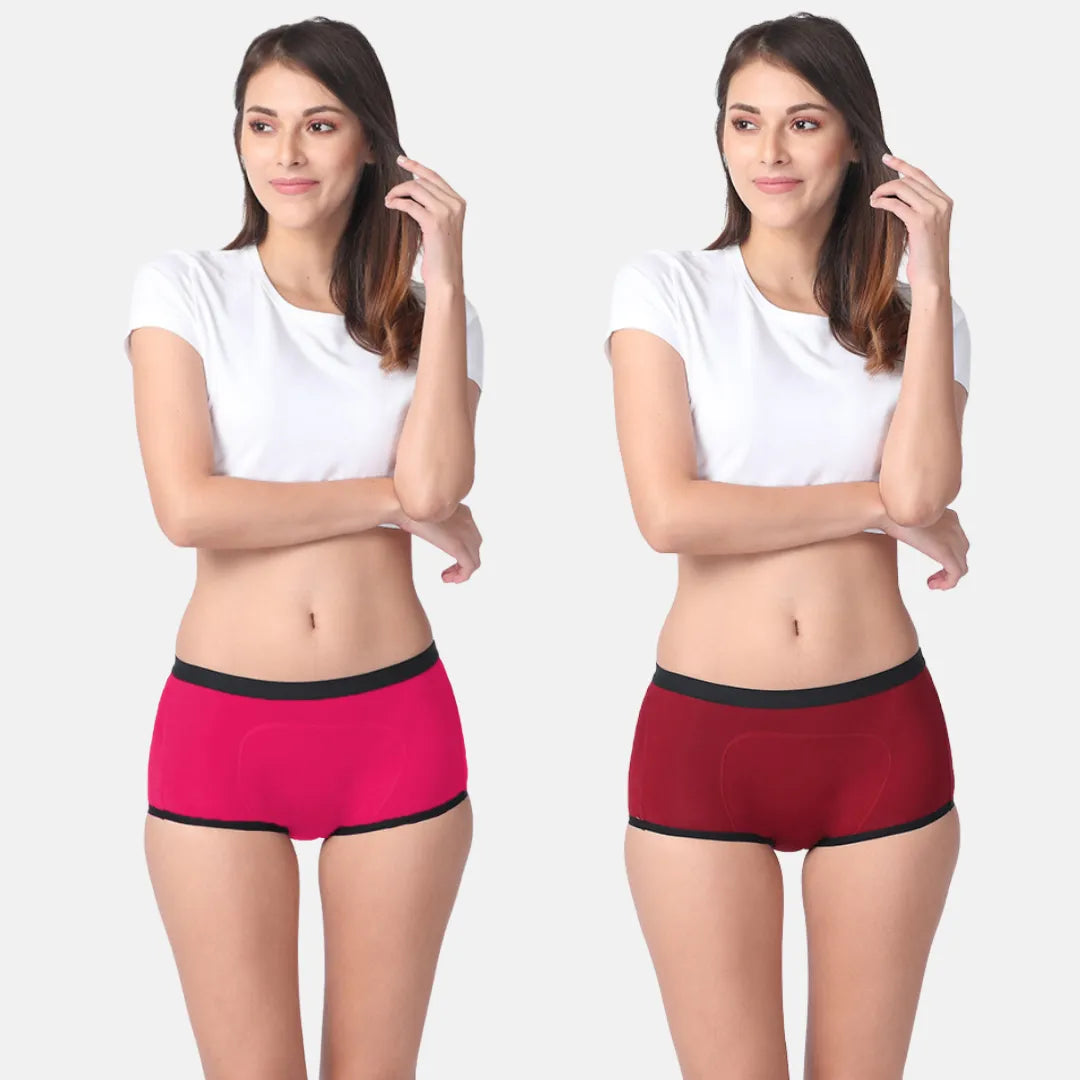Women Modal Period Panty Reusable Dark Pink & Maroon