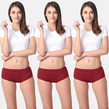 Women Panties During Periods Maroon Pack Of 3