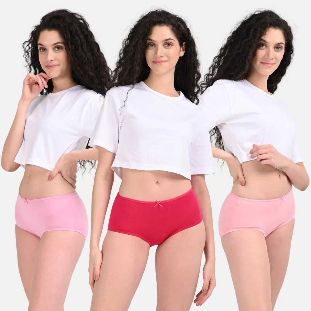 Women's Hipster Briefs Dark Pink, Light Pink & Peach