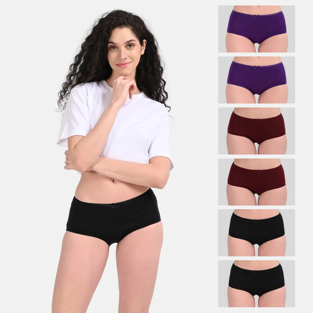 Women's Hipster Briefs Black, Wine & Magenta