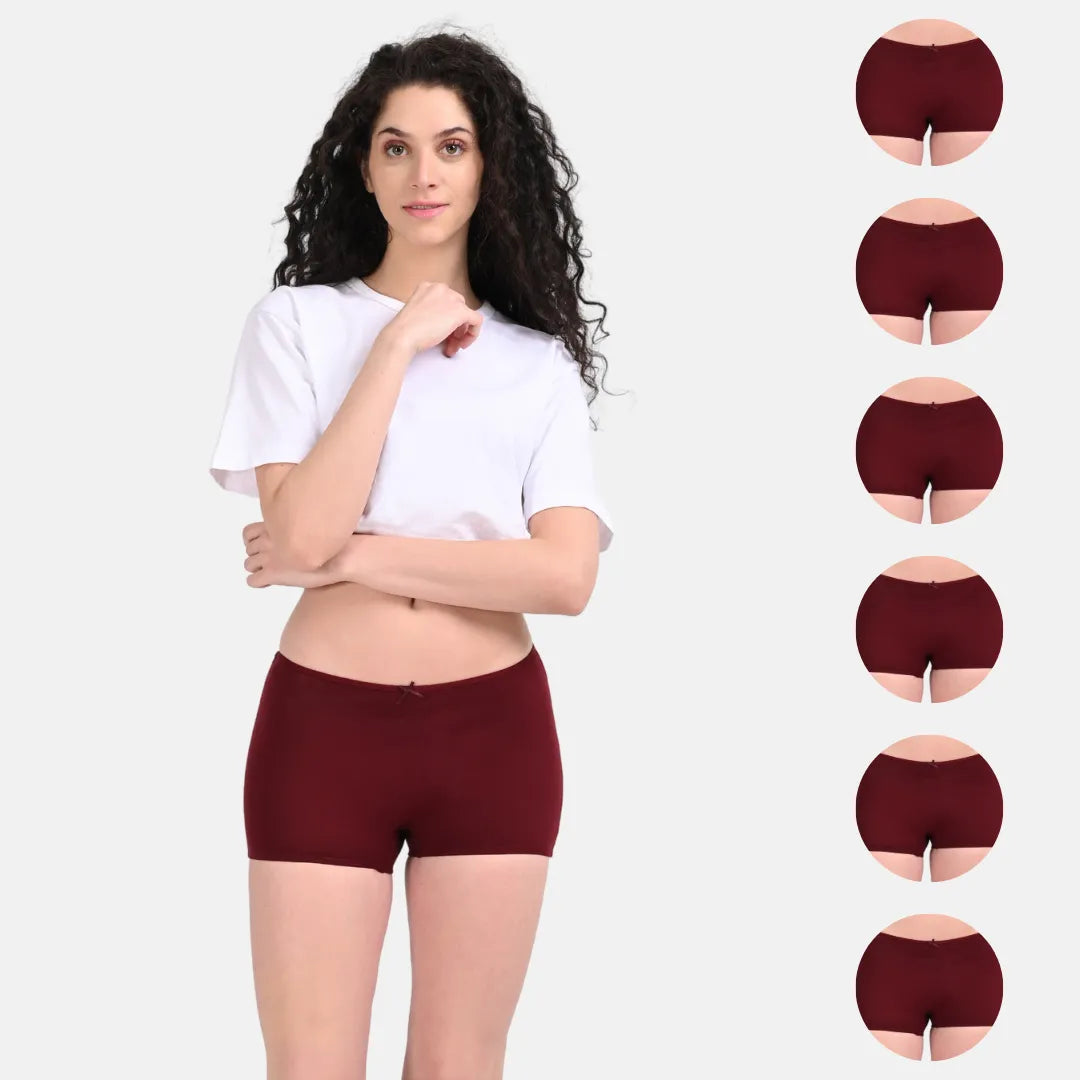 Womens Shorts Underwear Wine Pack Of 6