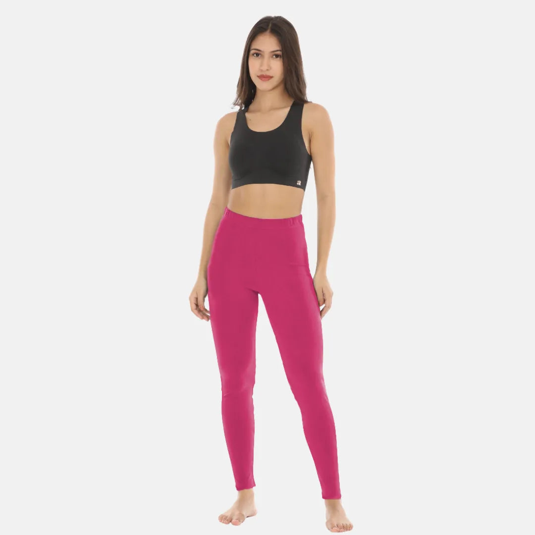 Womens Ankle Length Leggings-Dark Pink