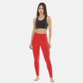 Womens Ankle Length Leggings-Red