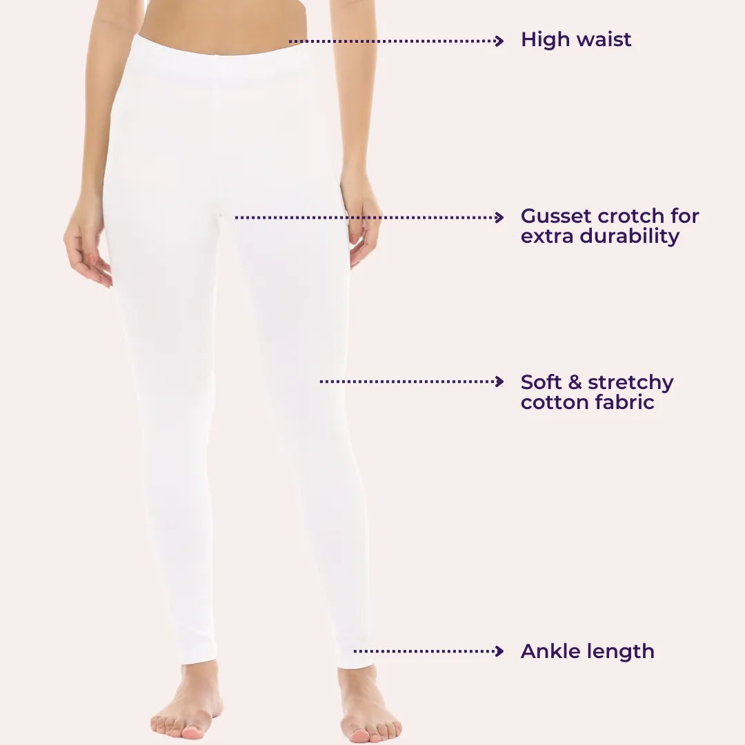 Womens Ankle Length Leggings - White