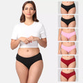 Woman wearing black mid-waisted underwear with inset images