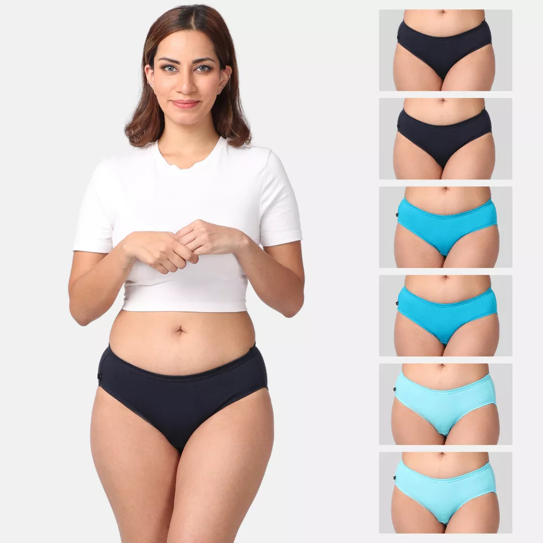 Woman wearing black  underwear with inset images of the same products