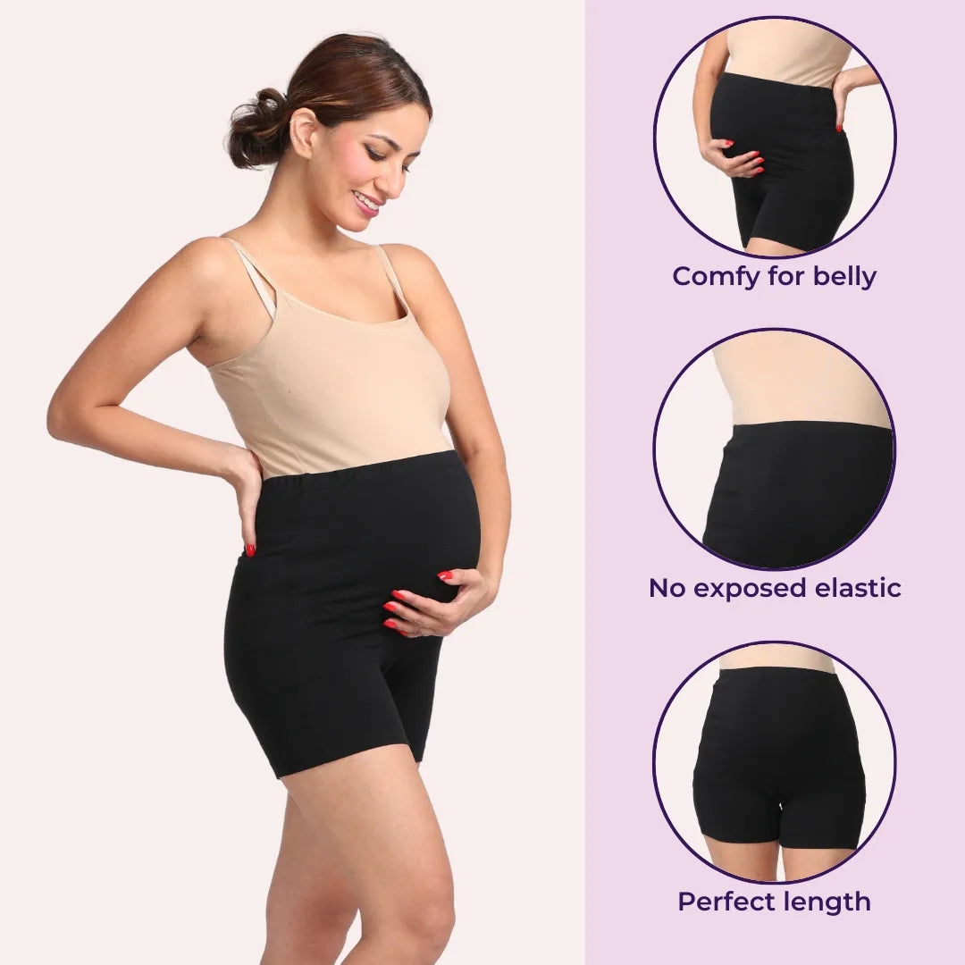 Maternity Shorts Black & Skin 