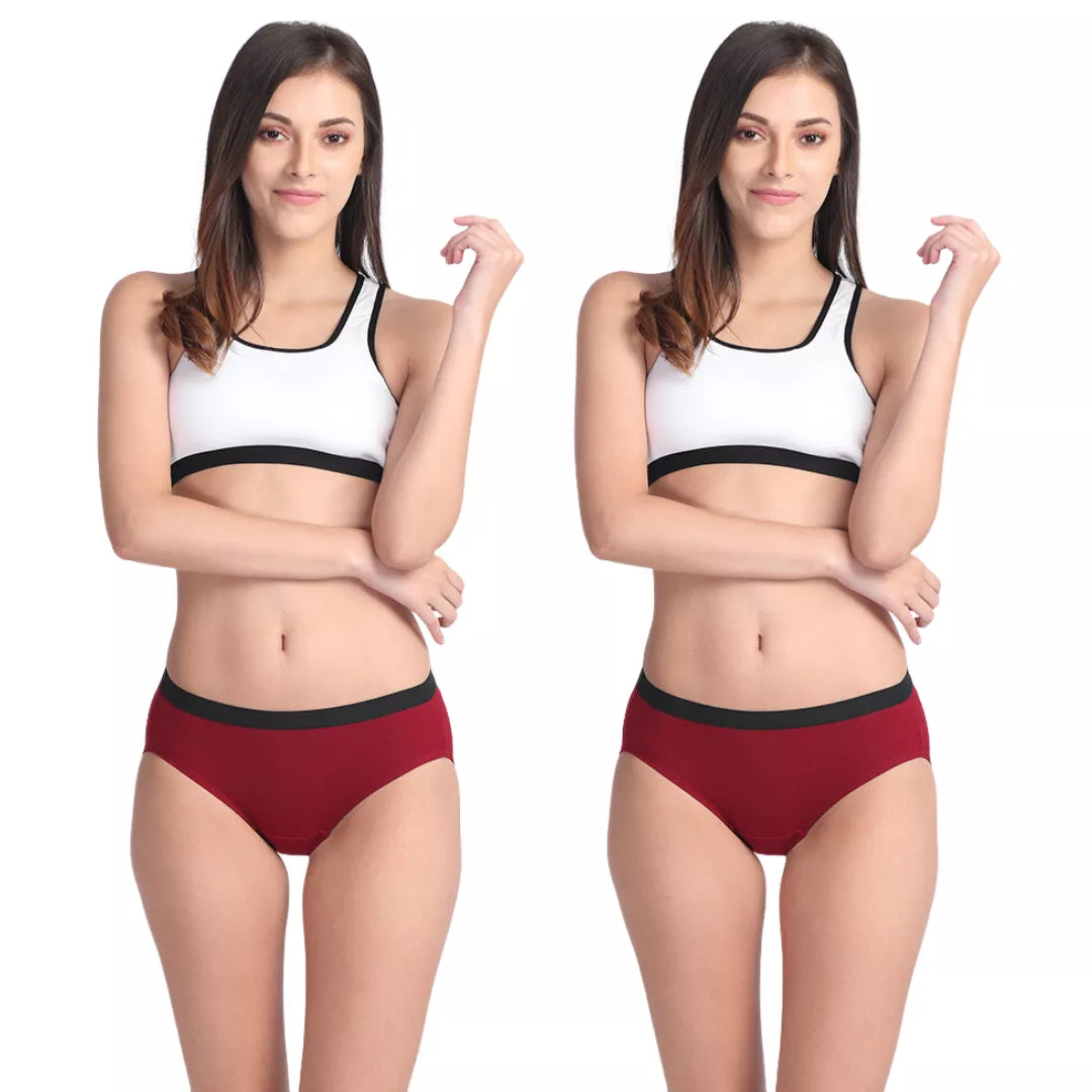 MOdal Panties for Wmen maroon pack of 2