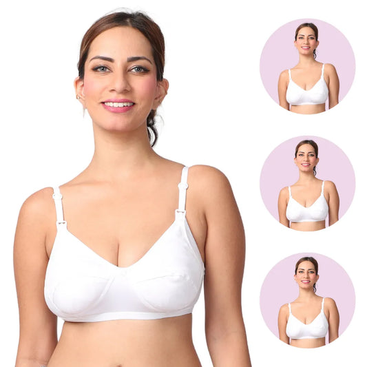 Leakproof Nursing Bra | Breathable Cups | Adjustable Straps | 3-Pack