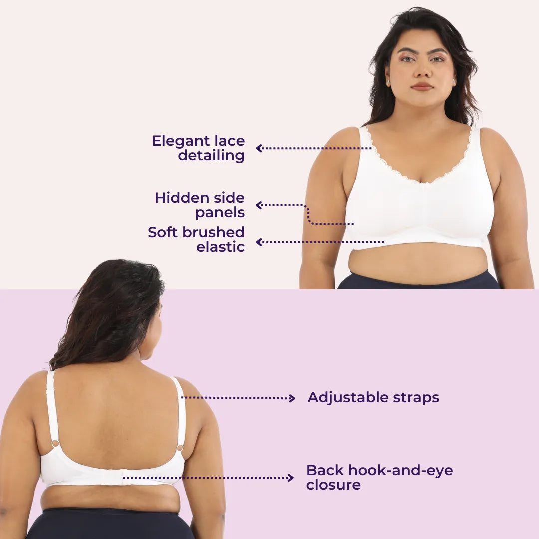plus size everyday bra for home - White